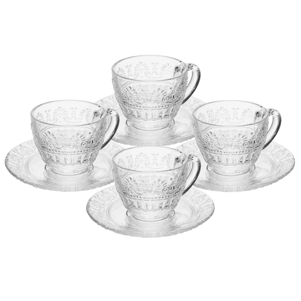 Encontraproduto.com.br - 4 Xícaras Café com Pires Wolff Mauve 90ml Cristal
