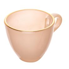 4 Xícaras Chá com Pires Milky Fio de Ouro 170ml Areia Vidro