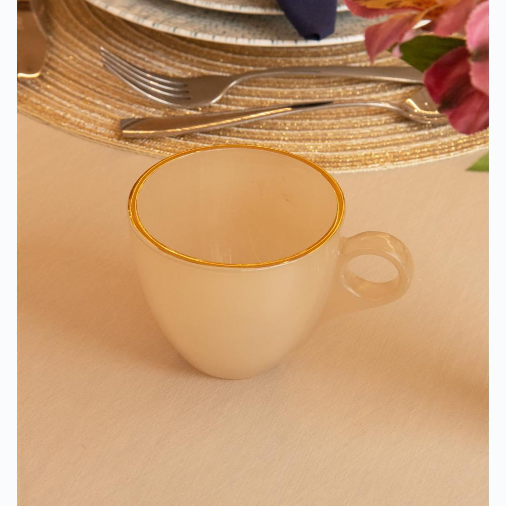 Encontraproduto.com.br - 4 Xícaras Chá com Pires Milky Fio de Ouro 170ml Areia Vidro