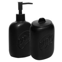 2 Peças para Banheiro Lyor Letters de Cerâmica Preto