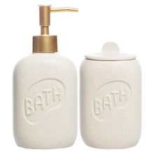 2 Peças para Banheiro Lyor Letters de Cerâmica Bege