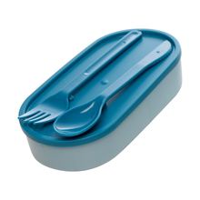 Marmita Hermética com Talheres Azul Lyor Plástico 850ml