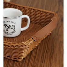 Bandeja Alça Couro Sintético Lyor Entrelaço 40cm Plástico