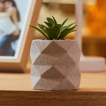 Cachepot Suculenta Artificial Lyor Geometry Cimento Bege