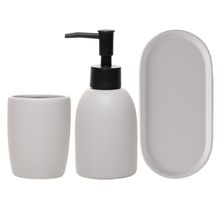 3 Peças para Banheiro Lyor Londres 220ml Cinza Cerâmica