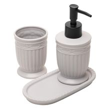 3 peças para Banheiro Lyor Greece 200ml Cinza Cerâmica
