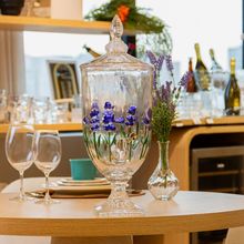 Suqueira com Pé e Tampa Lavanda Hand Painting 4,5L Cristal