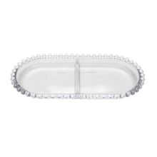 Petisqueira Oval Wolff Pearl de Cristal com Divisória 24cm
