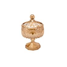 Potiche com Pé Wolff Louise de Cristal Âmbar 15,5 x 23cm