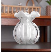 Vaso Wolff Italy de Vidro Branco Leitoso 11cm x 13cm