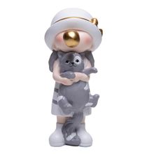 Figura Decorativa Wolff Carinho Felino 8cm x 9,5cm x 18,5cm