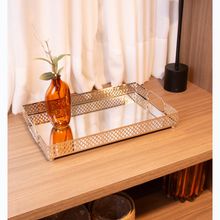 Bandeja Espelho Marbella Wolff 38cm x 24cm Prateada Metal