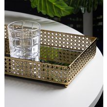 Bandeja Espelho Versalhes Wolff 32cm x 20cm Dourada Metal