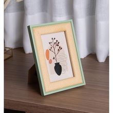 Porta-Retrato Trançado Rústico 10cm x 15cm Verde MDF