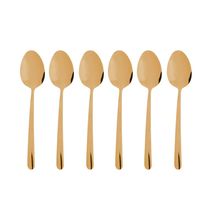 6 Colheres para Sobremesa Dourado Viena Aço Inox