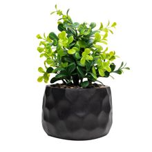 Cachepot de Cimento com Planta Artificial Prisma Preto 10x29