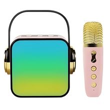 Caixa de Som bluetooth AM-8660 com microfone Karaoke Rosa