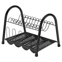 Escorredor Duplo com Bandeja Arthi em Aço - Preto