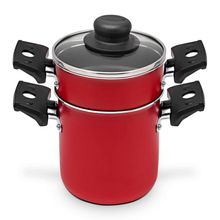 Mini Cuscuzeira Multiflon em Alumínio com Alça TPA Versátil - Vermelho