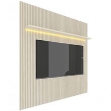 Painel Para Tv Ripado 3d Com Led Requinte Off White - Gelius Móveis