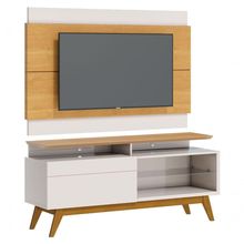 Rack Com Painel Classic +1g 1.4 Nature Com Off White - Imcal Móveis