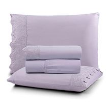 Jogo Cama Casal Cherry Bordado Inglês 4pç 100% Poliéster - Lilas
