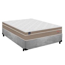 Cama Box Casal Suede + Colchão Lis Molas Ensacadas Superpocket Plumatex 138cm – Suporta Até 120 Kg Por Pessoa Cinza