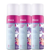 Kit 3 Shampoo A Seco Ricca De Bolso Remove Oleosidade Berry 50ml