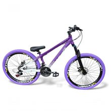 Bicicleta Aro 26 Vikingx Tuff Freeride 21v Aro Vmaxx Freio A Disco Garfo Suspensão Pneu Flame Roxo-Branco X44