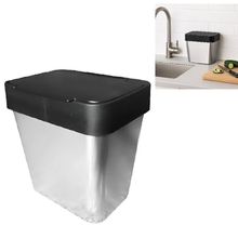 Lixeira Cozinha Label Inox Cesto De Pia Lixo 2,5l Tampa Plastico Metalizado Multiuso Casa Consultorio Compacta