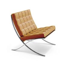 Poltrona Para Leitura Barcelona Courissimo Base Inox - Caramelo