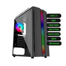 Computador Cpu Gamer Intel Core I7 H61 16gb Ddr3 Ssd 512gb Fonte 500w Wifi Windows