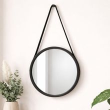Espelho Redondo 33cm Suspenso Com Alça Quarto Sala Banheiro