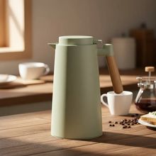 Garrafa Térmica 1l Cabo Madeira Nórdica  Verde-claro