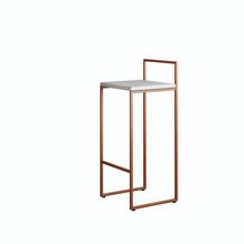 Banqueta Dori Cobre Assento Suede Branco