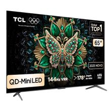 Smart TV 65” TCL 65C6K 4K QD-Mini Led 144Hz com Sistema Operacional Google TV
