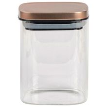 Porta Mantimentos Quadrado Dynasty em Vidro Borossilicato com Tampa de Metal Cobre – 800 ml
