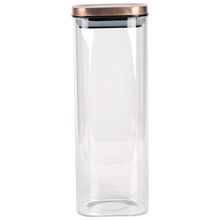 Porta Mantimentos Quadrado Dynasty em Vidro Borossilicato com Tampa de Metal Cobre – 1,9L