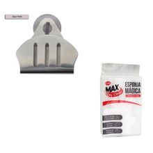 Porta Esponja de inox com ventosa concha com Esponja magica