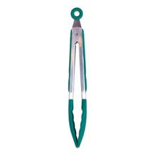 Pegador ou Pinça de Silicone e inox Verde escuro - 22CM