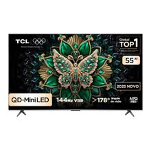 Smart TV 55” TCL 55C6K 4K QD-Mini Led 144Hz Sistema Operacional Google TV