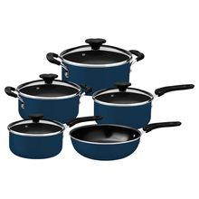 Conjunto de Panelas 5 Peças Tramontina Tunis Antiaderente com Revestimento Cerâmico e Fundo de Indução - Azul