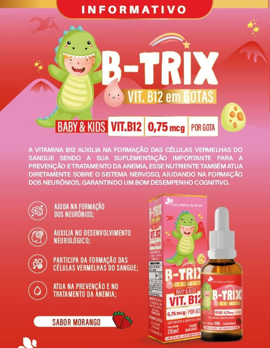 Kit 04 B-TRIX Vitamina B12 Kids Em Gotas 30ml Flora Nativa Do Brasil ...