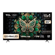 Smart TV 65” TCL 65C6K 4K QD-Mini Led 144Hz com Sistema Operacional Google TV
