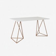 Mesa De Escritório Bela Vista Estrutura Cobre Com Tampo Branco