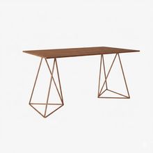 Mesa De Escritório Bela Vista Estrutura Cobre Com Tampo Amêndoa