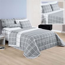 Coordenado Cobre Leito Esplendor e Lençol King 7 Peças - Cinza