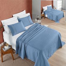 Coordenado Cobre Leito e Lençol Divino Padrão 7 Pç - Azul