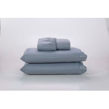 Jogo Lençol 400 Fios Ponto Palito Cama Casal 3Pçs Poliéster - Cinza