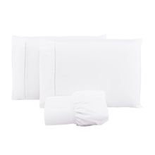 Jogo Lençol 400 Fios Ponto Palito Cama Casal 3Pçs Poliéster - Branco